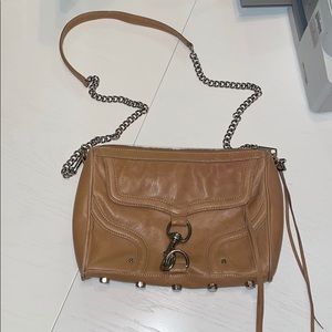 REBECCA MINKOFF tan leather chain shoulder bag